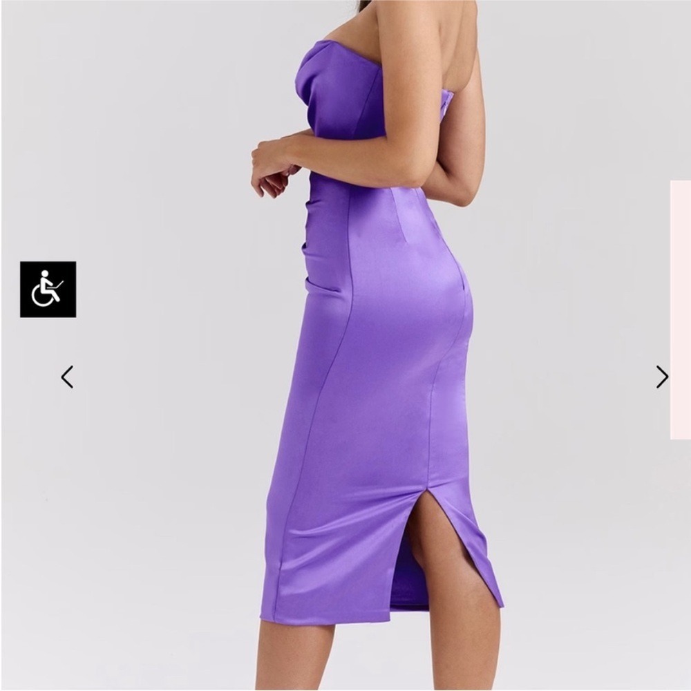 House of CB SANTANA VIOLET SATIN STRAPLESS CORSET MIDI DRESS NWOT size M - Picture 4 of 13